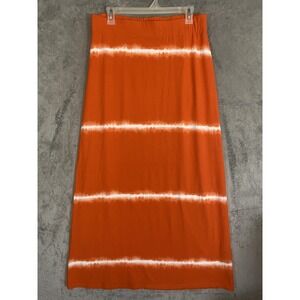 Chico's Skirt Womens Size 1 Orange‎ White Tie Dye Long Stretch Casual Colorful